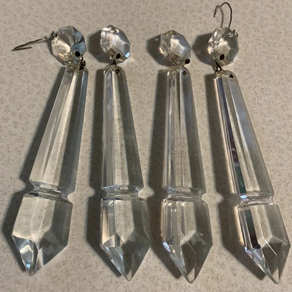 4 large vintage crystal prisms Approx 5”(170) - Picture 2 of 3